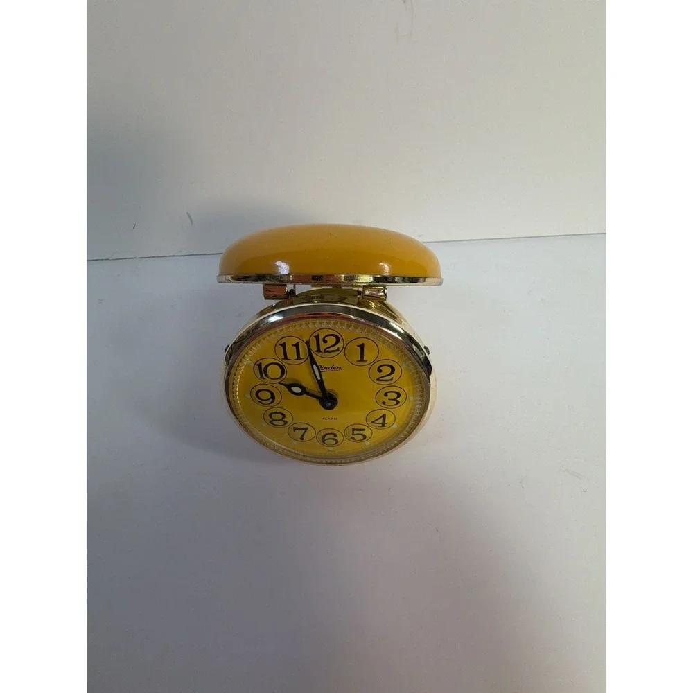 Vintage Linden Yellow Travel Alarm Clock Japan
